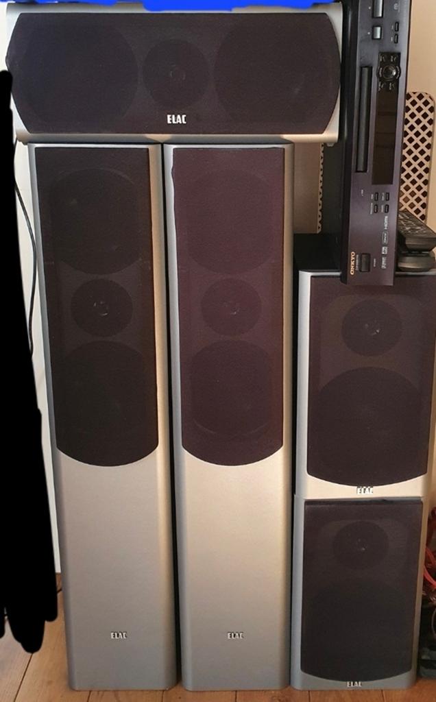ELAC SL 40 en SL Center speakers - Complete Surroundset, Audio, Tv en Foto, Luidsprekers, Gebruikt, 60 tot 120 watt, Complete surroundset