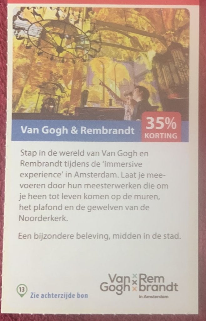 Van Gogh en Rembrandt Amsterdam Voordeelbon, Drie personen of meer, Museumbon