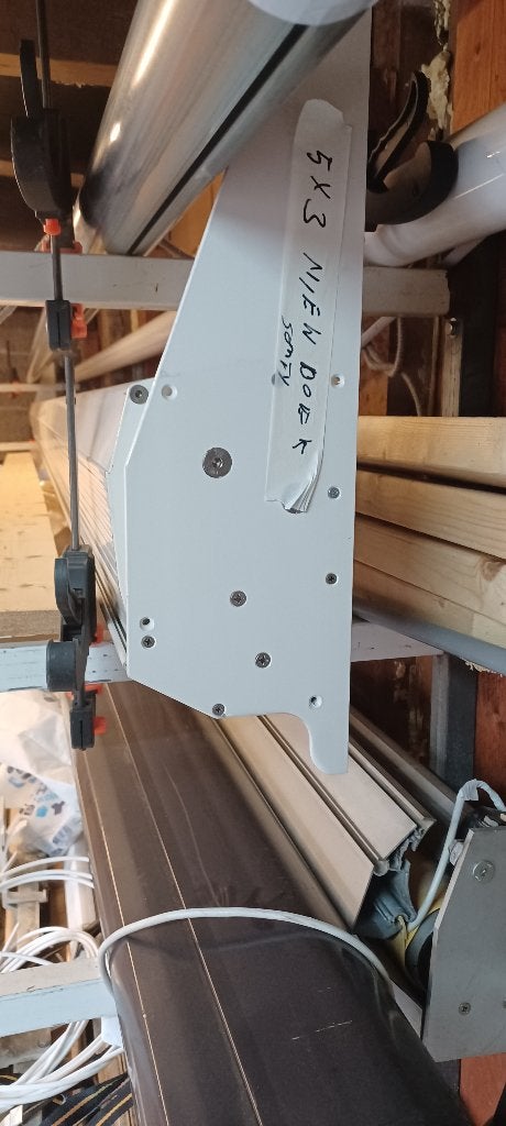 Wit cassettescherm verlengde steunen Somfy motor, Ophalen, 450 cm of meer, Elektrisch, Zo goed als nieuw