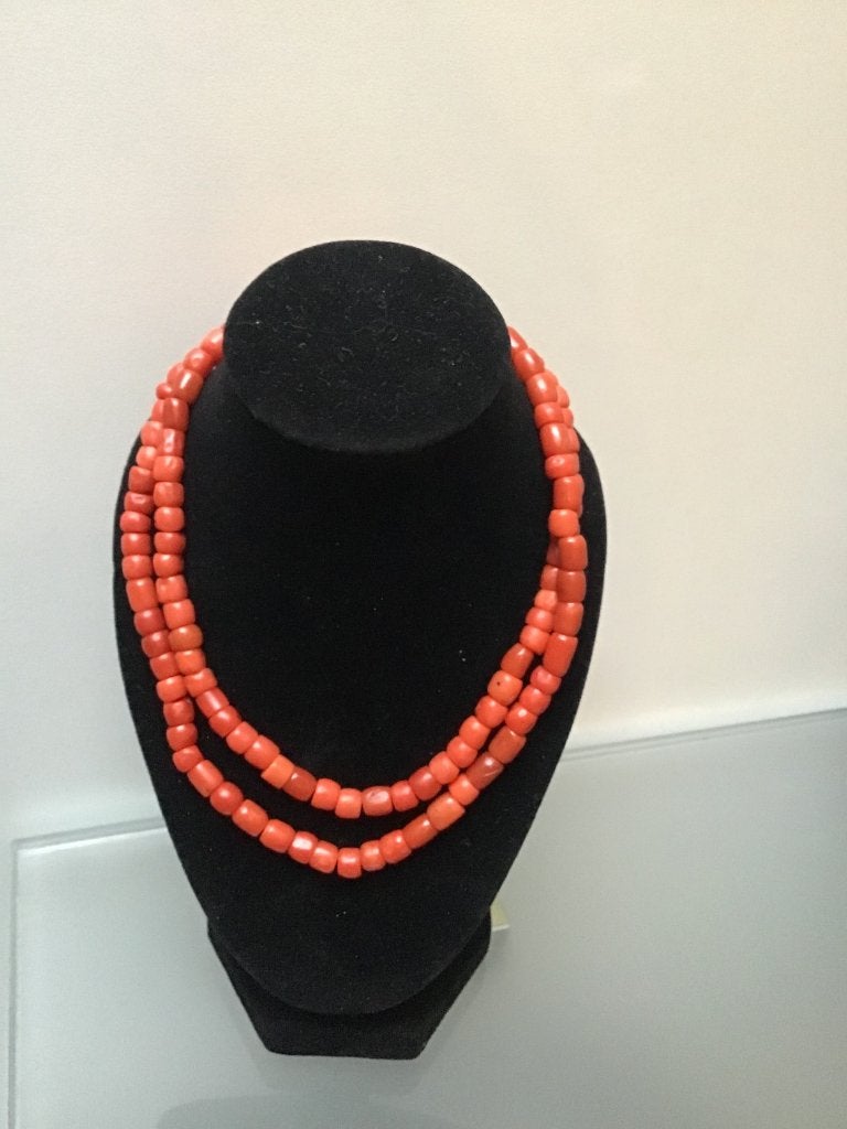 Antieke ketting bloedkoraal tonnetjes, Ophalen, Overige materialen, Ketting