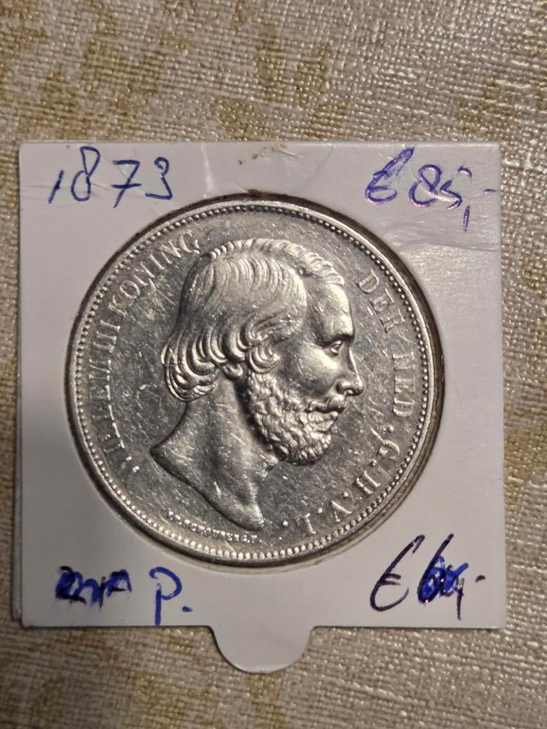 Zilveren 2½ Gulden Willem III 1873, Koning Willem III, Zilver, Ophalen of Verzenden, Losse munt