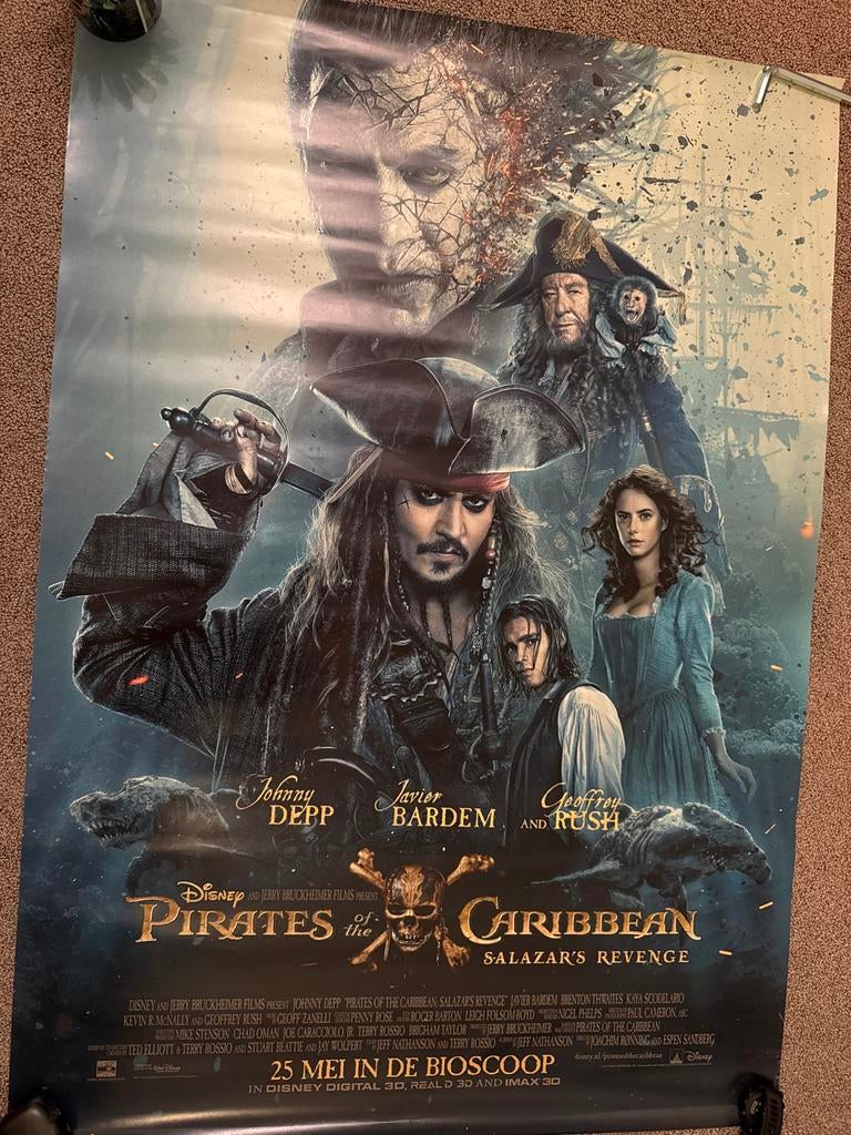 Filmposter Pirates of the Caribbean Salazar's Revenge, Ophalen, Deurposter of groter, Film en Tv, Rechthoekig Staand