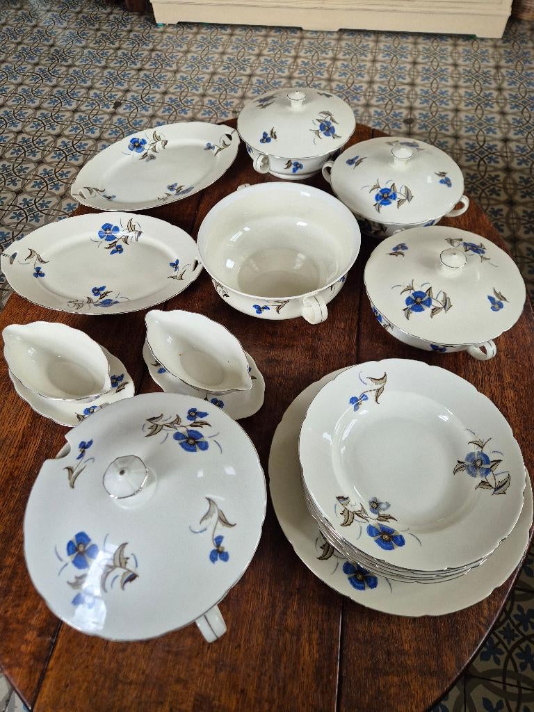 3 dekschalen, soepterrine, div serveerschalen, borden Puls, Ophalen