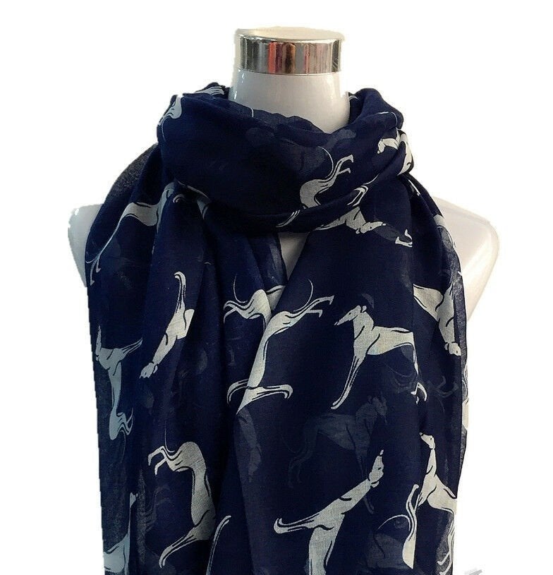 sjaal met windhonden print greyhound whippet, Ophalen of Verzenden, Nieuw, Maat 46/48 (XL) of groter, Sjaal