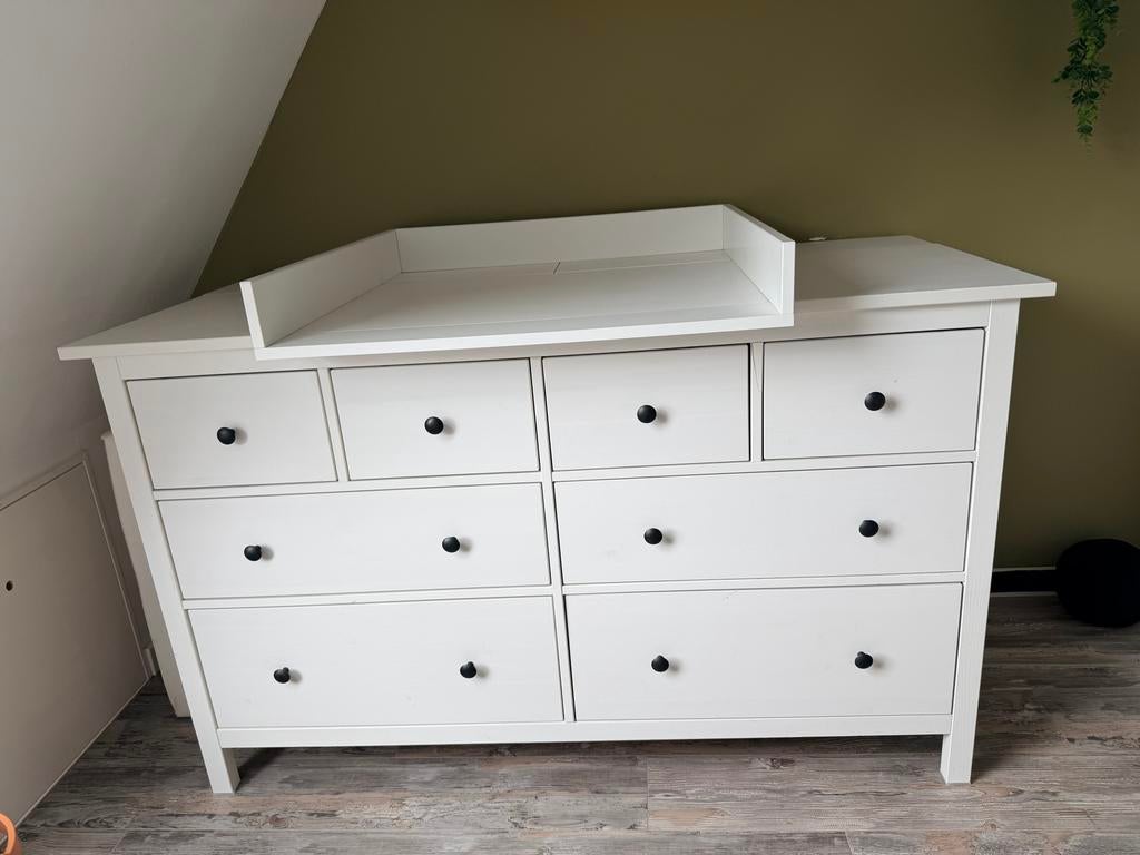 IKEA Hemnes ladekast wit - met bladvergroter voor commode, Ophalen, Gebruikt, 5 laden of meer, 150 tot 200 cm