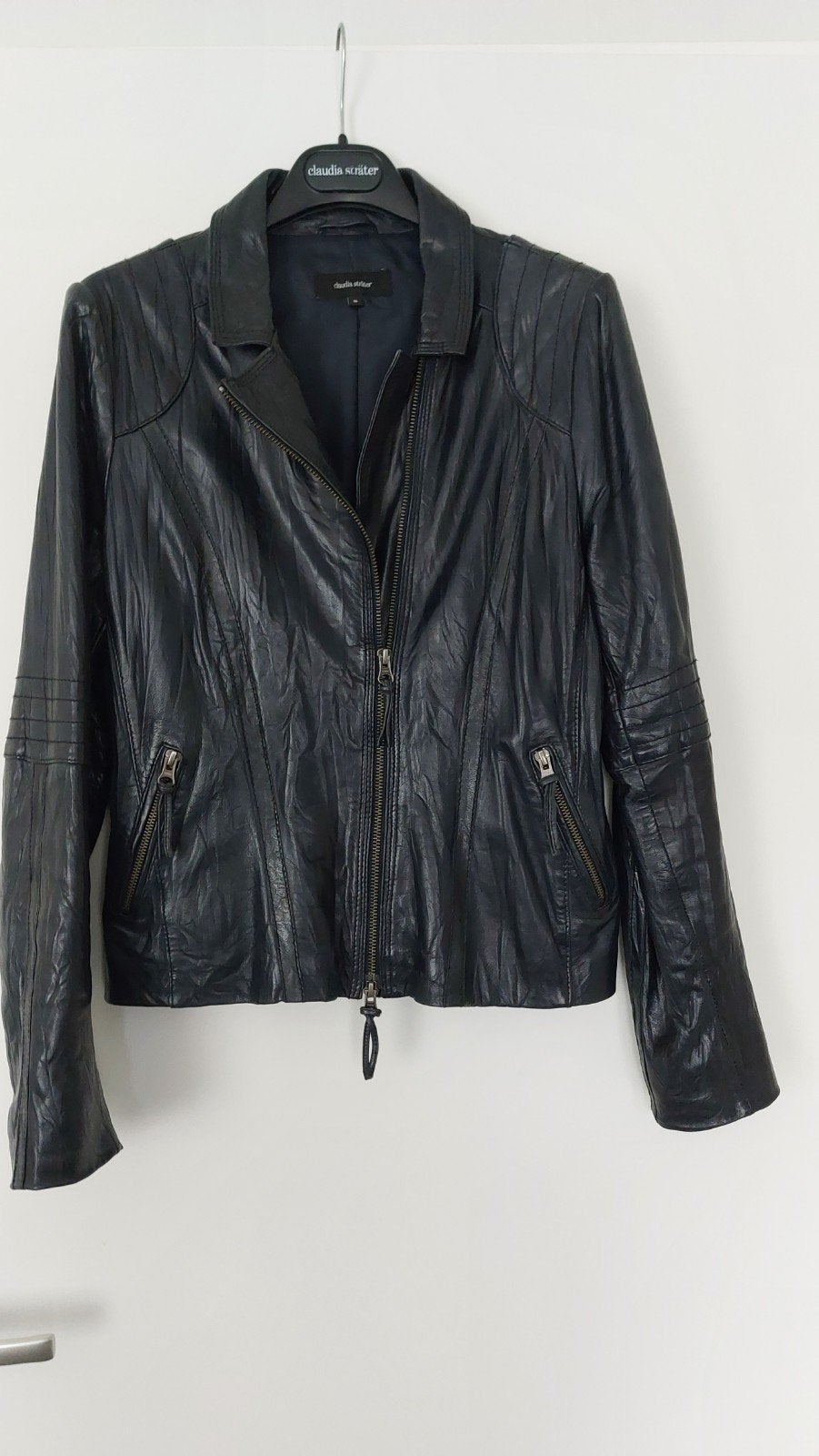 Claudia Sträter leren jasje donker blauw, Kleding | Dames, Blauw, Ophalen of Verzenden, Zo goed als nieuw, Claudia Sträter
