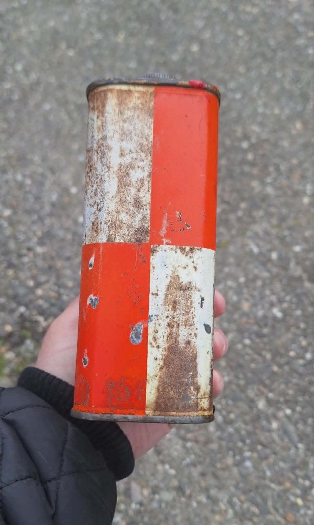 Vintage Caltex Aircraft Engine Oil blik, verzamelobject️., Verzamelen, Ophalen of Verzenden, Gebruikt, Overige, Overige merken