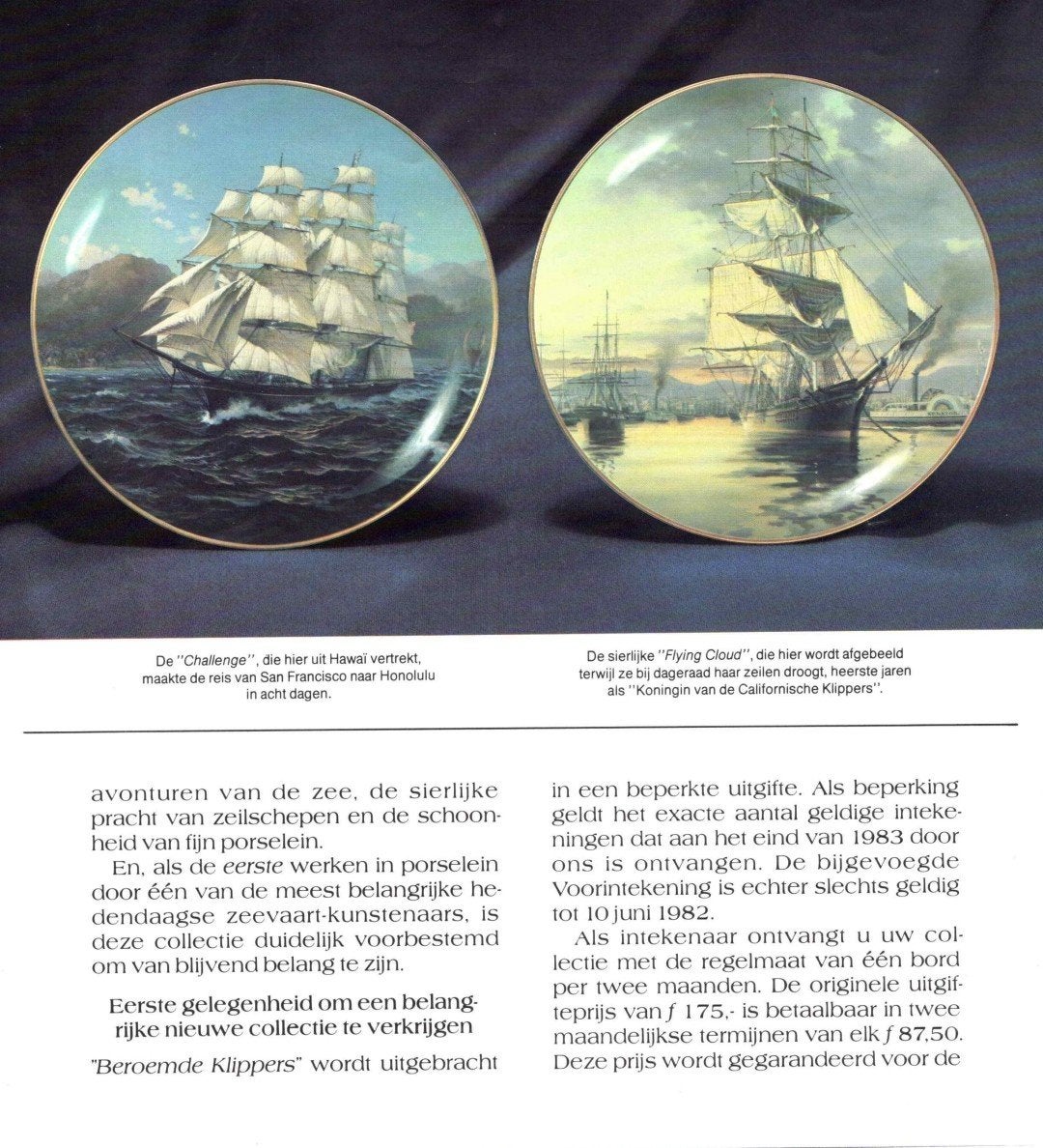 Franklin Porcelain 'Beroemde Klippers' Borden Collectie, Ophalen of Verzenden