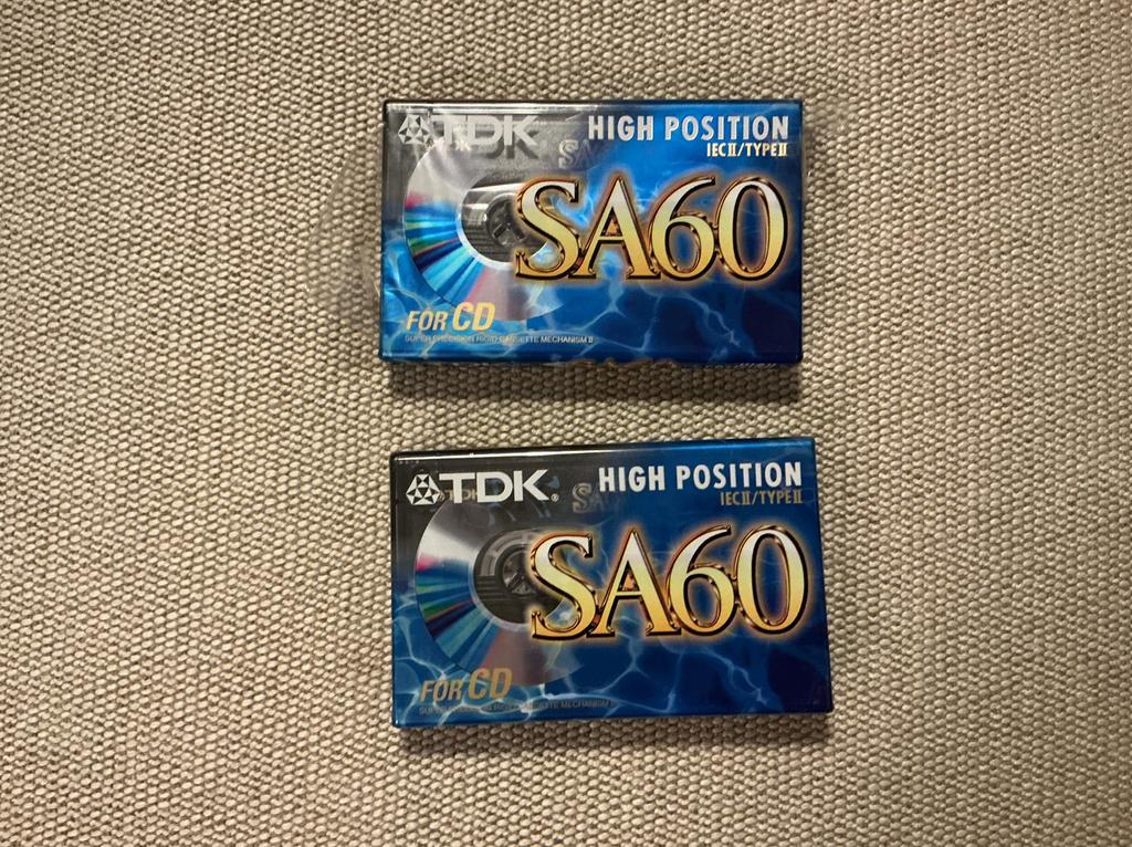 TDK SA 60 type II - 2 cassettes for CD in verpakking NIEUW, 2 t/m 25 bandjes, Overige genres, Ophalen of Verzenden, Zo goed als nieuw