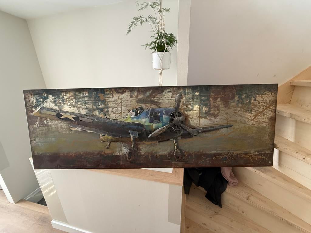 3D metalen schilderij | Vliegtuig, Ophalen, 125 cm of meer, Schilderij, 75 cm of meer