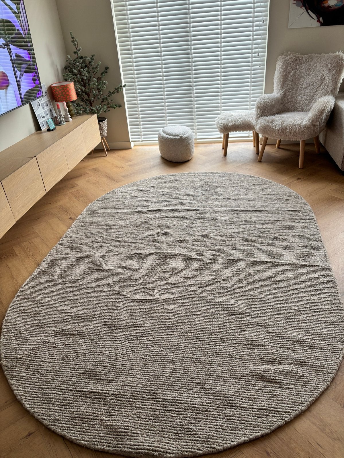 vloerkleed ovaal 300x200, Huis en Inrichting, Stoffering | Tapijten en Kleden, Ophalen, 100 tot 150 cm, Beige, Zo goed als nieuw