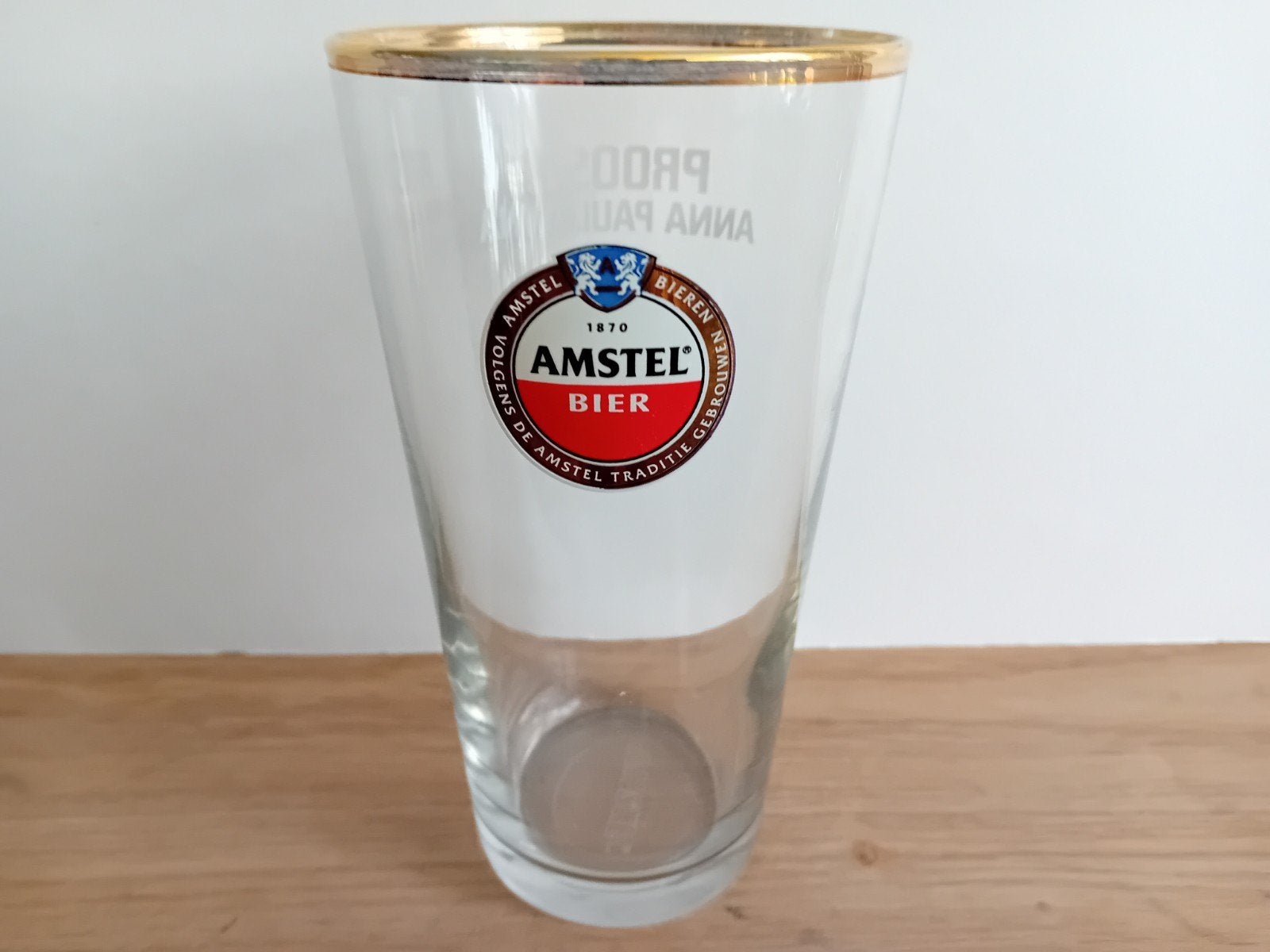 Amstel glas nummer 8 met achteropdruk, Verzamelen, Ophalen of Verzenden, Zo goed als nieuw, Glas of Glazen, Amstel