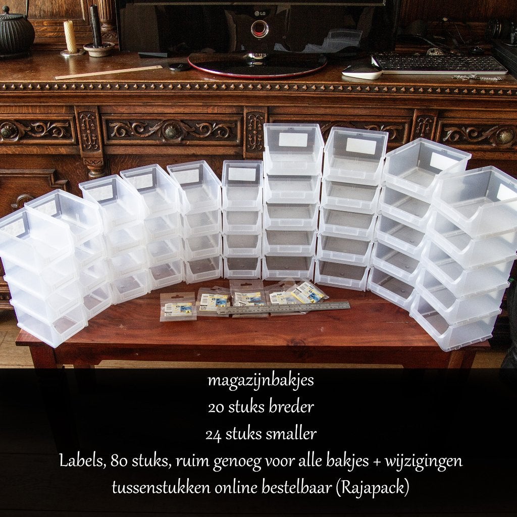 44 opberg bakjes, 2 maten, opberger gereedschap of hobby, Doe-het-zelf en Verbouw, Kratten en Dozen, Minder dan 50 cm, Ophalen of Verzenden