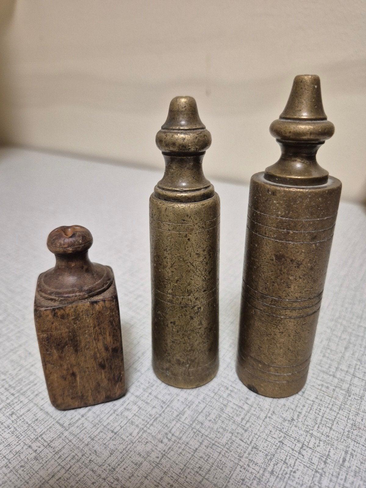 Antiek schietlood set: hout en messing, Ophalen of Verzenden