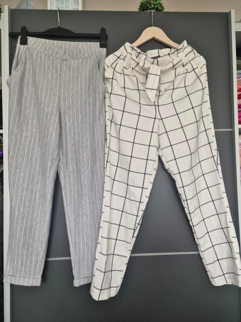 Set van 2 gestreepte en geruite broeken, Kleding | Dames, Broeken en Pantalons, Maat 38/40 (M), Ophalen of Verzenden, Onbekend