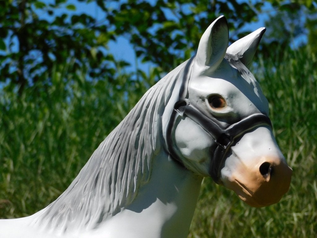 Beeld Paard - 75 x 70 cm - Wit - Polystone, Ophalen, Dierenbeeld, Kunststof, .