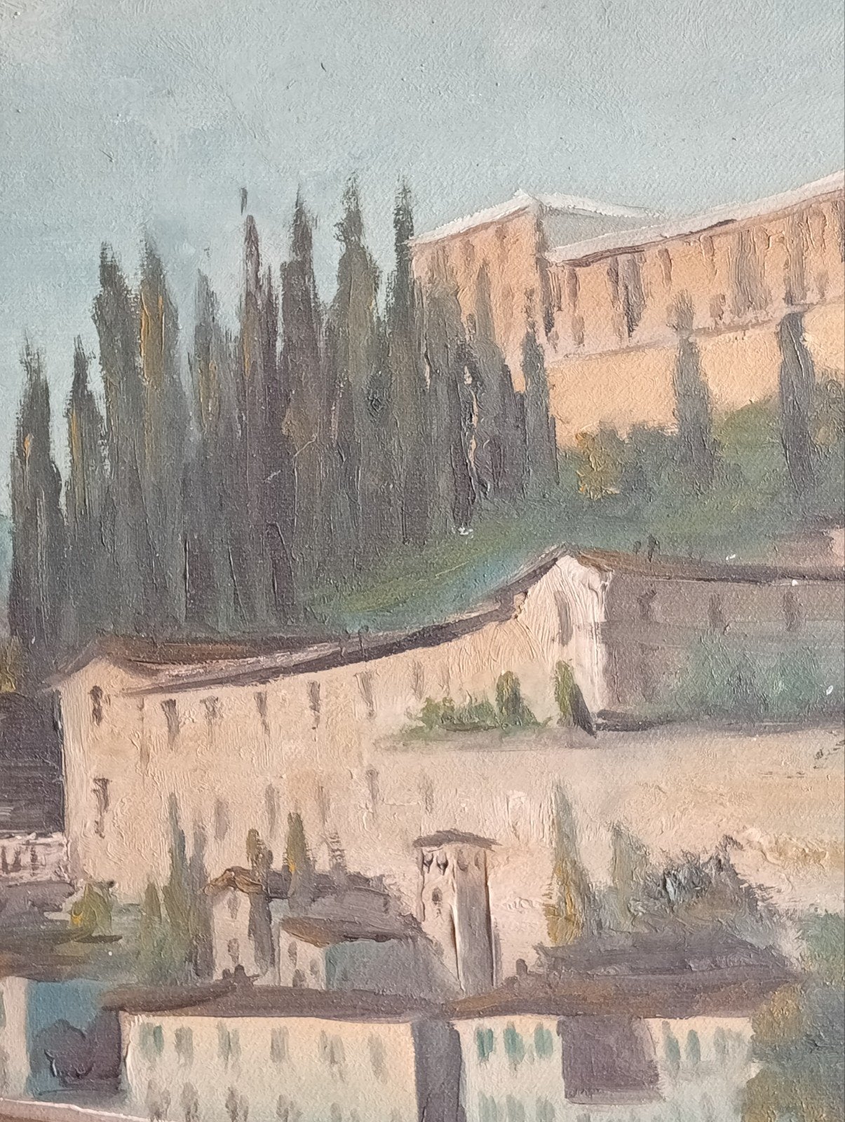 A.Landi Verona Stadsgezicht olieverf op doek, Ophalen of Verzenden