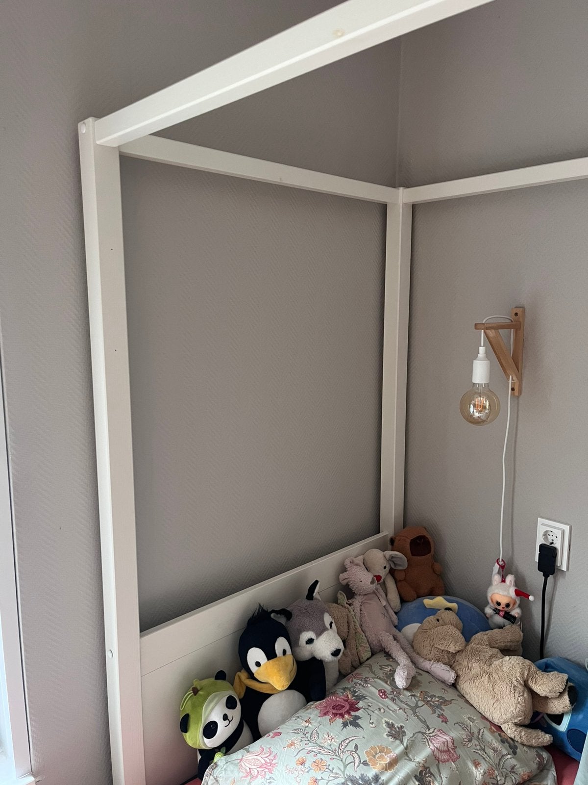 Houten hemelbed wit, Ophalen, Gebruikt, Eenpersoons