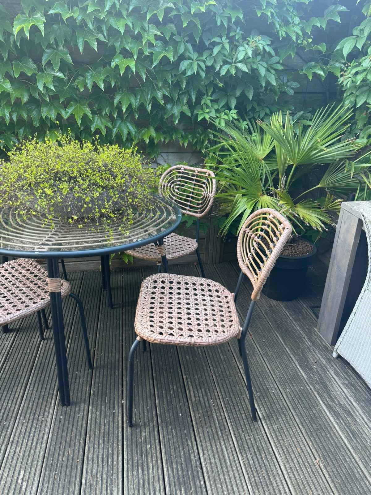 Tuinset met 4 stoelen, Tuin en Terras, Tuinsets en Loungesets, Ophalen, 4 zitplaatsen, Gebruikt, Aluminium