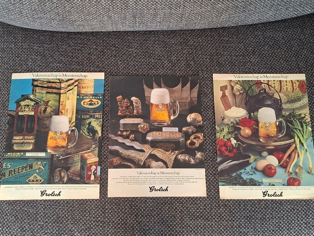 3 x Grolsch bier artikel pul, vakamanschap, Ophalen of Verzenden, Zo goed als nieuw, Overige typen, Grolsch