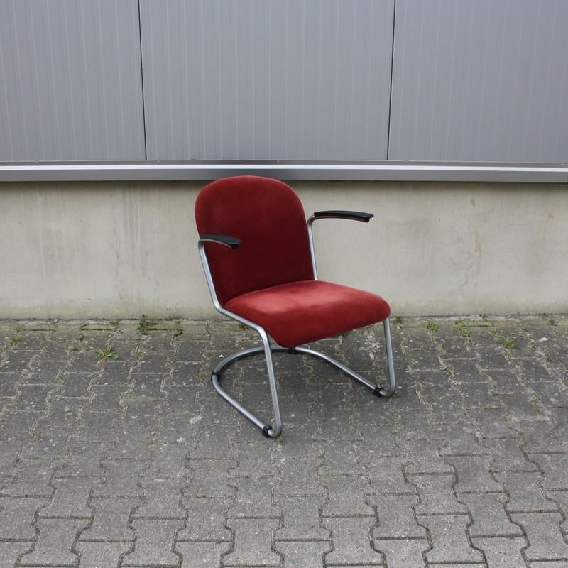 Origineel oud Gispen 413 fauteuiltje | W.H. Gispen, Ophalen, Gebruikt, Onbekend, 75 tot 100 cm