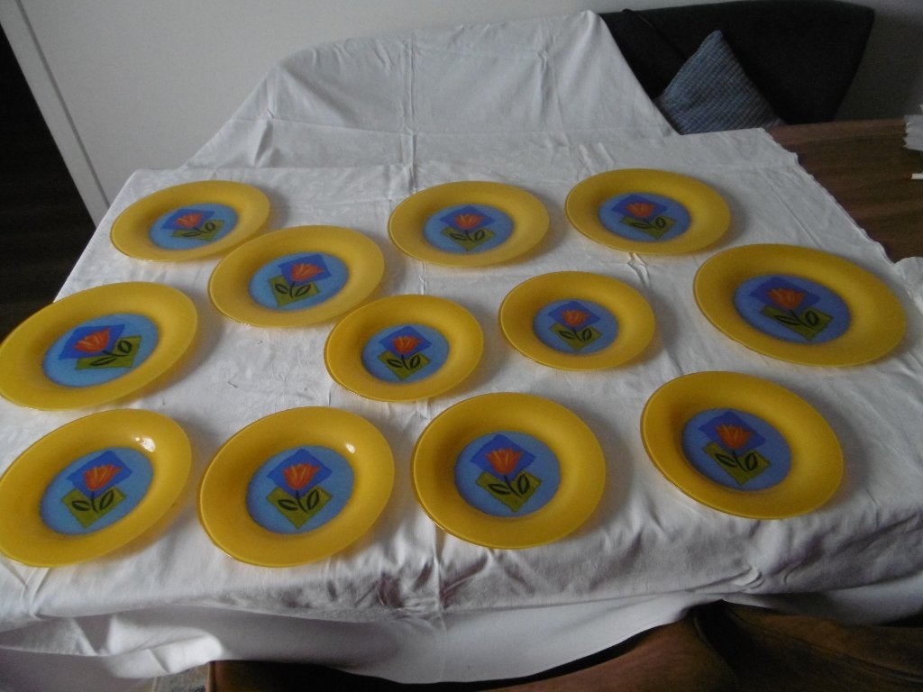 vintage glazen borden Tulp, Huis en Inrichting, Keuken | Servies, Overige merken, Vintage, Nieuw, Ophalen of Verzenden