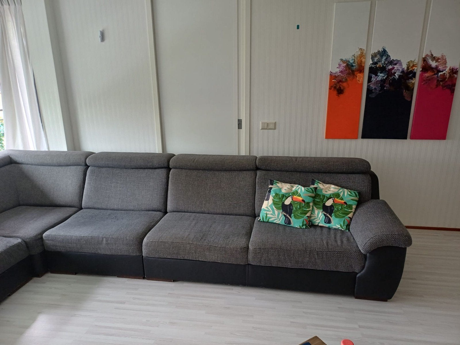 Grote hoekbank, gratis af te halen 2.80m- 3.60m, Ophalen, Gebruikt, Vierpersoons of meer