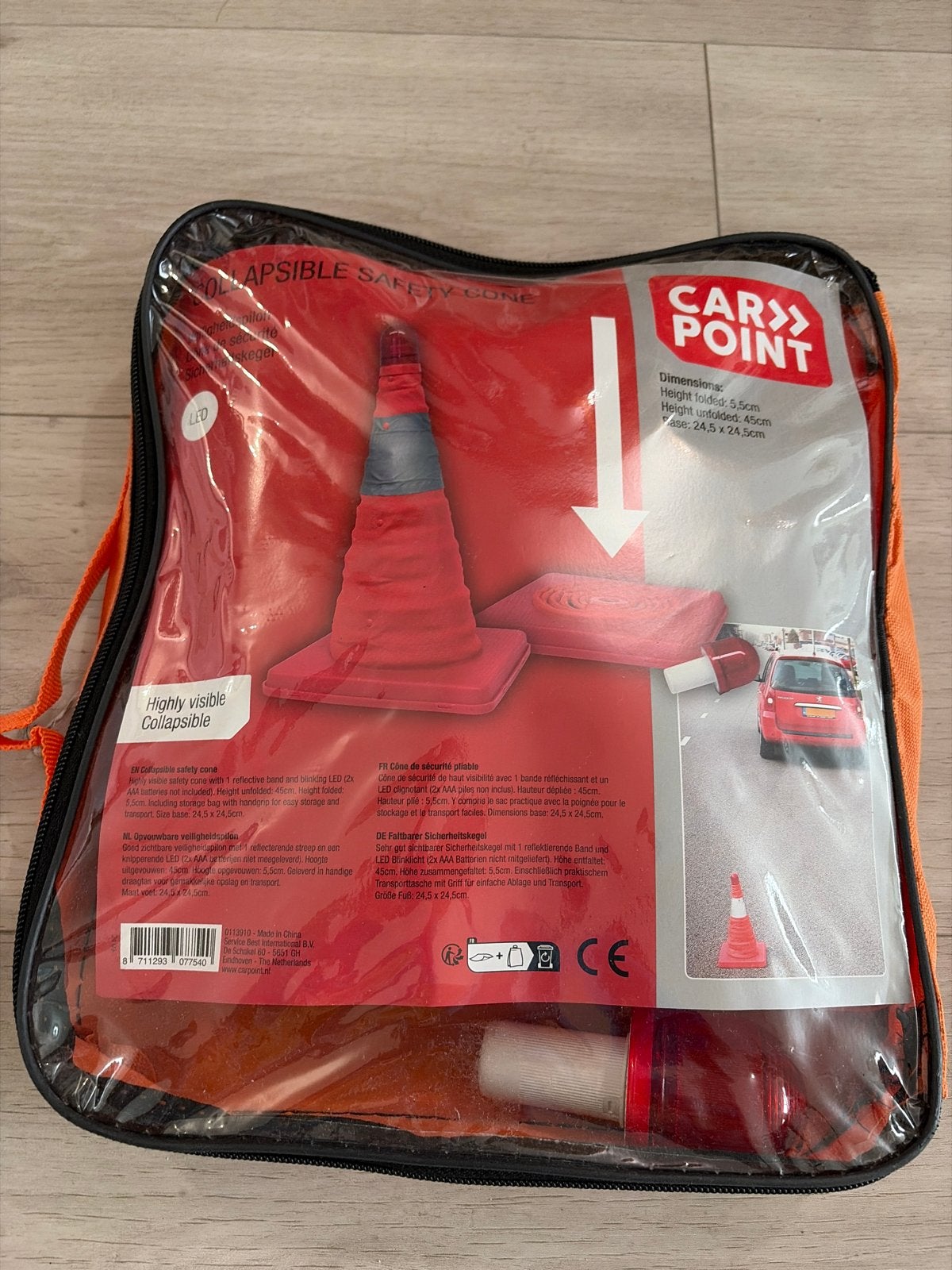 Opvouwbare veiligheidskegel met LED-verlichting - Carpoint, Ophalen of Verzenden, Nieuw
