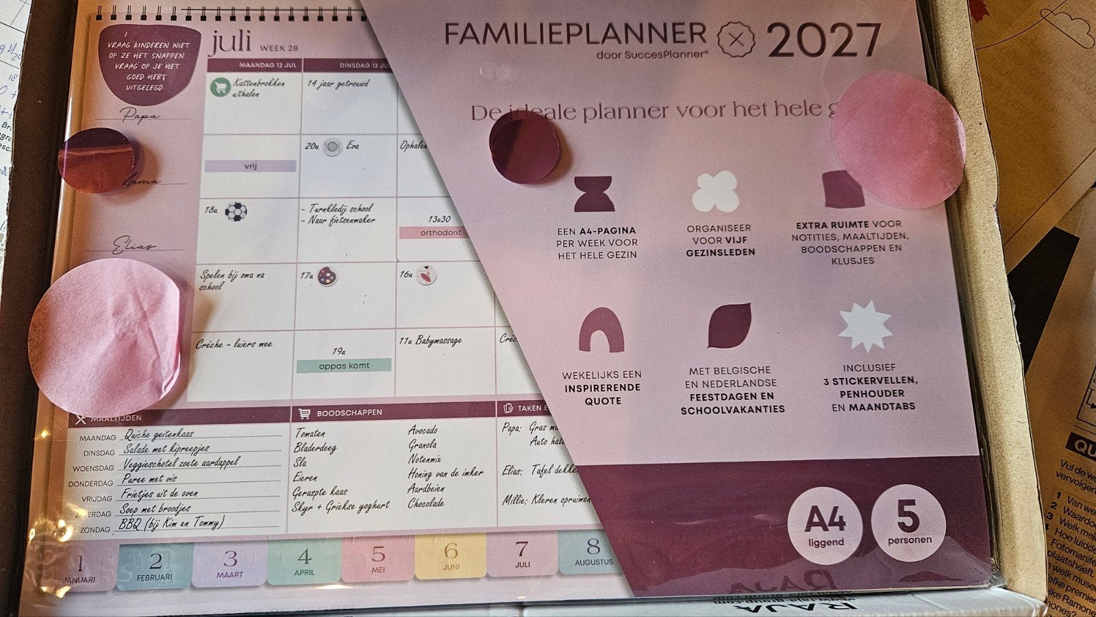 Succesplanner familieplanner gezinsplanner wandkalender 2027, Ophalen of Verzenden, Weekkalender, Nieuw