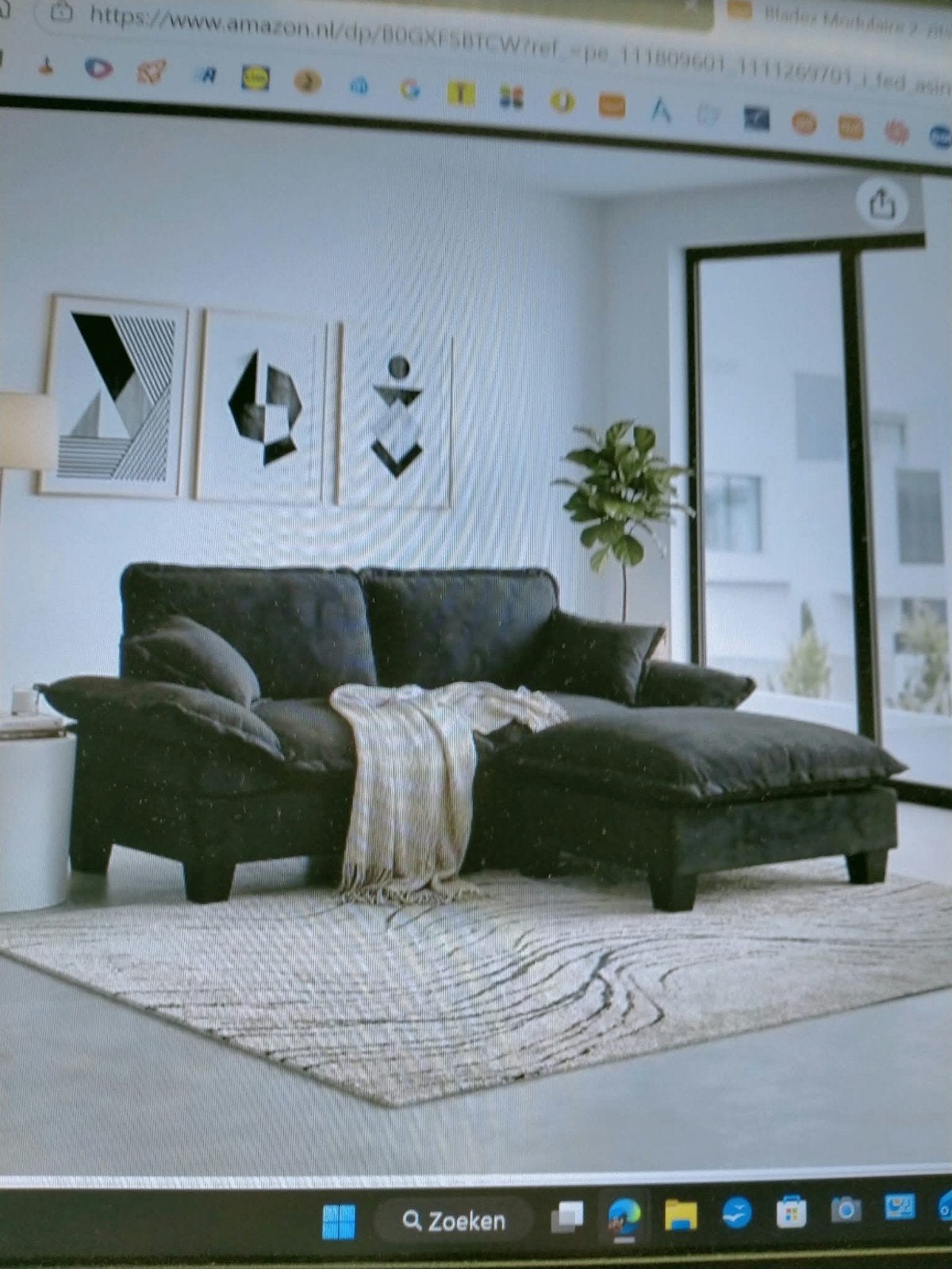 lounge bank zwart 194cm nieuw in doos 

nieuw in doos makkel, Ophalen, 150 tot 200 cm, Rechte bank, Nieuw