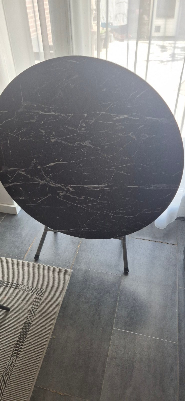 Ronde tafel met marmerlook blad, 50 tot 100 cm, Overige materialen, Rond, Tot twee personen