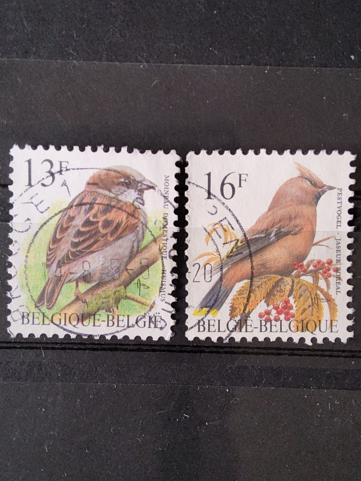 Belgische postzegels - Vogels (Huis- en Pestvogel), Met stempel, Verzenden, Frankeerzegel, Gestempeld