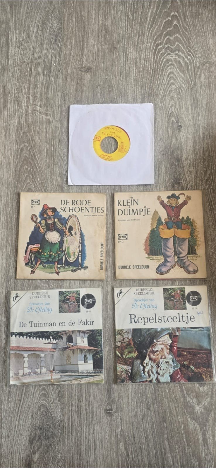 Sprookjes van de Efteling - 5 singles, Verzenden, Gebruikt, Overige typen