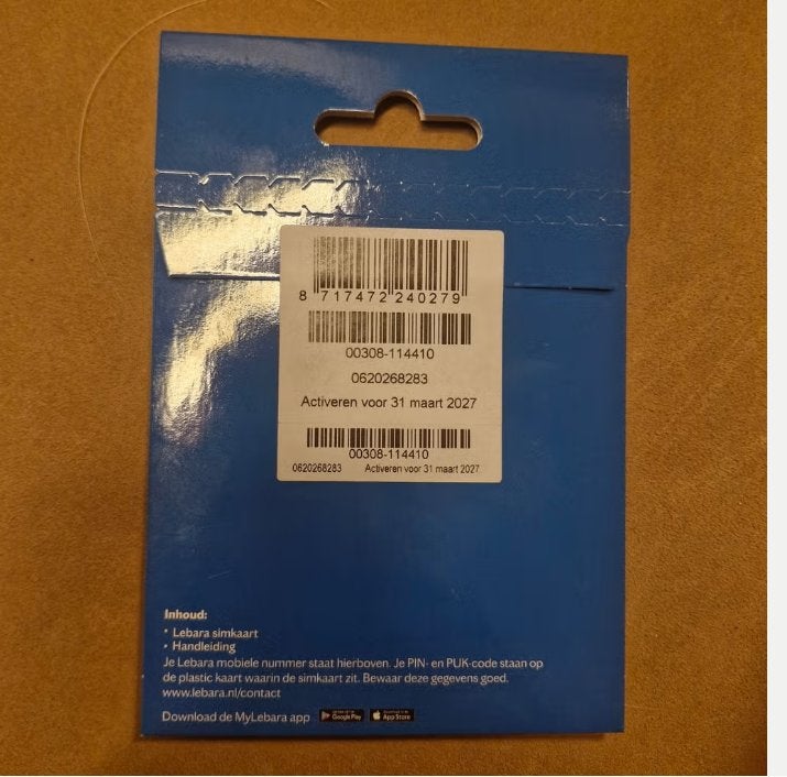 Nummer 0620268283 - Lebara Simkaart - Nieuw en Ongebruikt, Ophalen of Verzenden, Nieuw, Overige providers