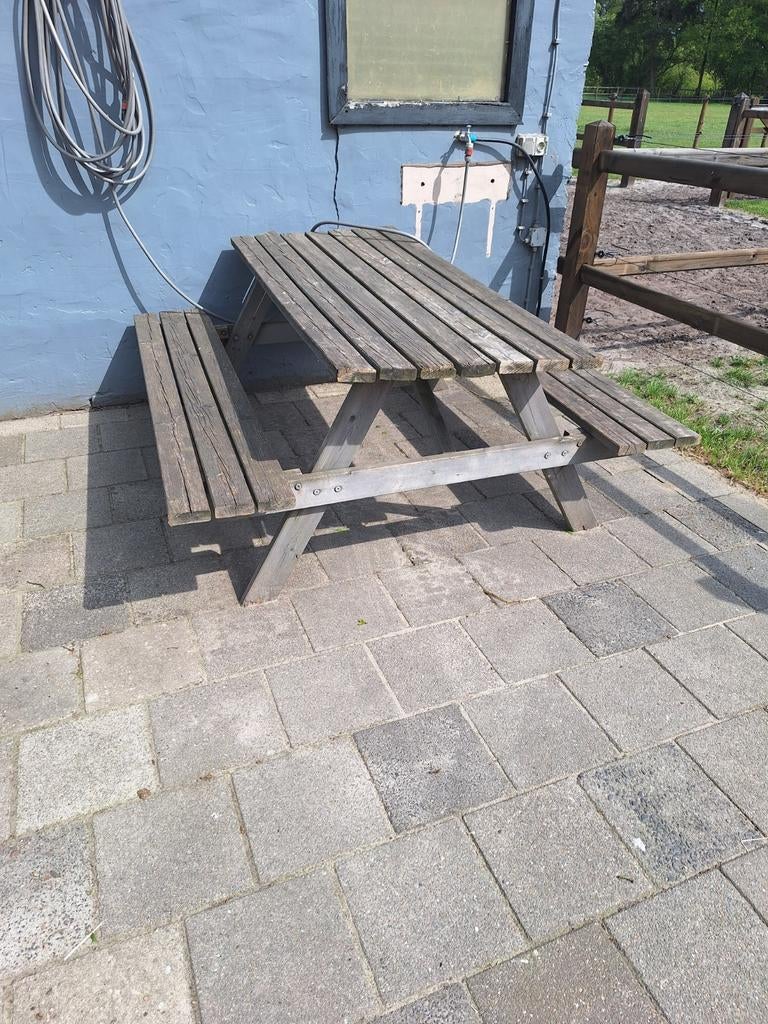 Picknicktafel gratis, Tuin en Terras, Picknicktafels, Ophalen, Gebruikt, Rechthoekig, Hout