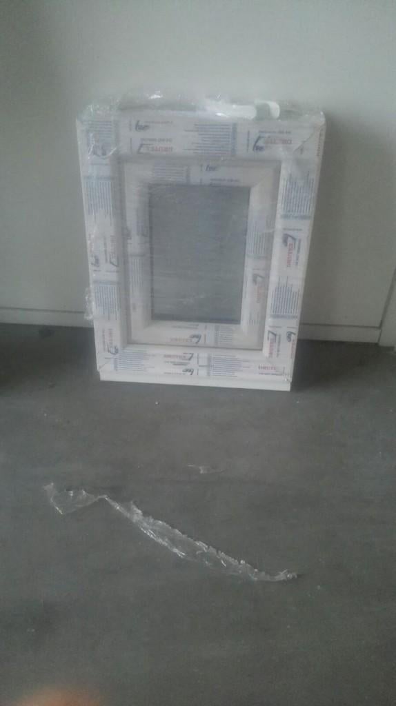 VOORRAAD DRAAI/KIEP RAMEN/WIT KUNSTSTOF/VLAK PROFIEL, 80 tot 120 cm, Overige typen, Nieuw, Dubbelglas