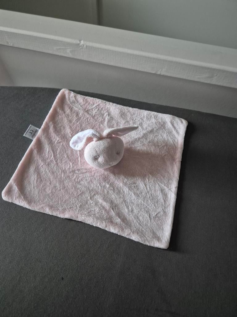 Bambino - Knuffeldoekje Konijn lichtroze met wit, Ophalen of Verzenden, Zo goed als nieuw, Konijn