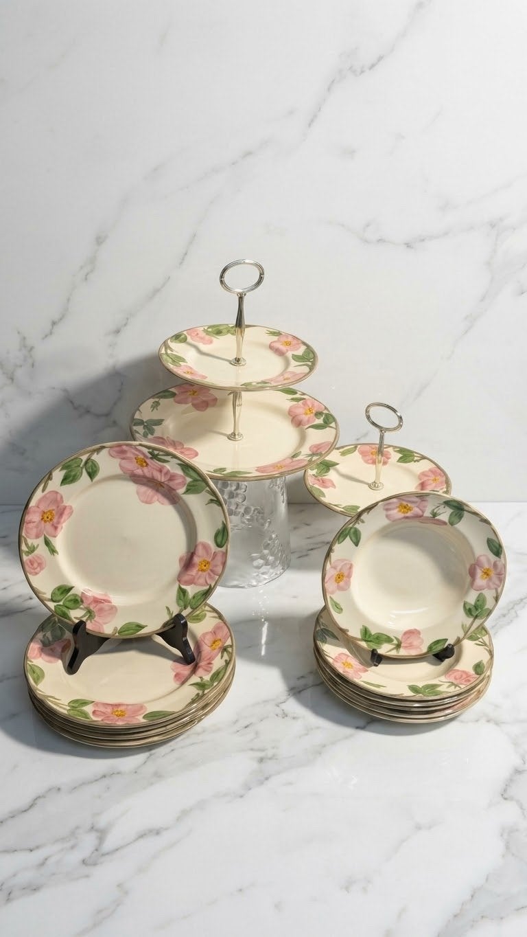 Franciscan Servies - 12-delig met bloemmotief, Gebruikt, Overige merken, Ophalen of Verzenden, Compleet servies