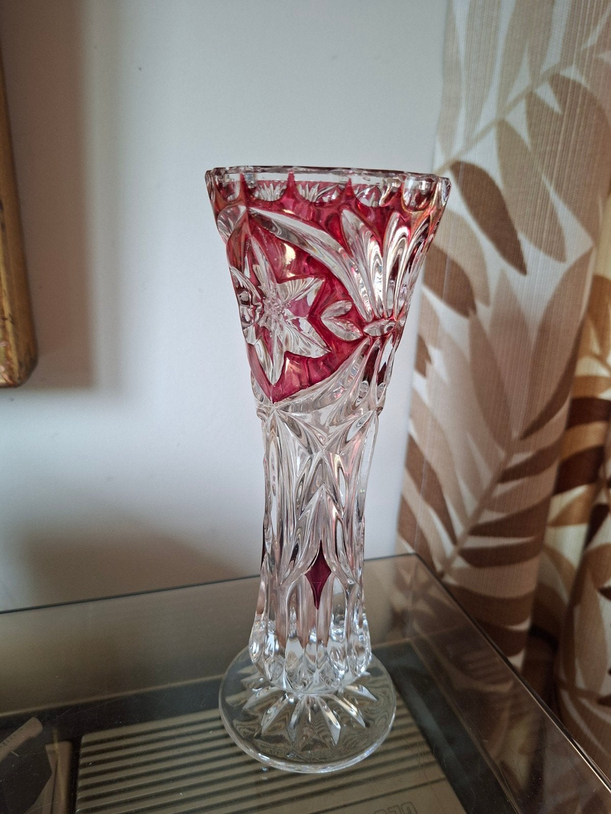 Mooie vintage 2 kleurige vaas kristal, Ophalen of Verzenden