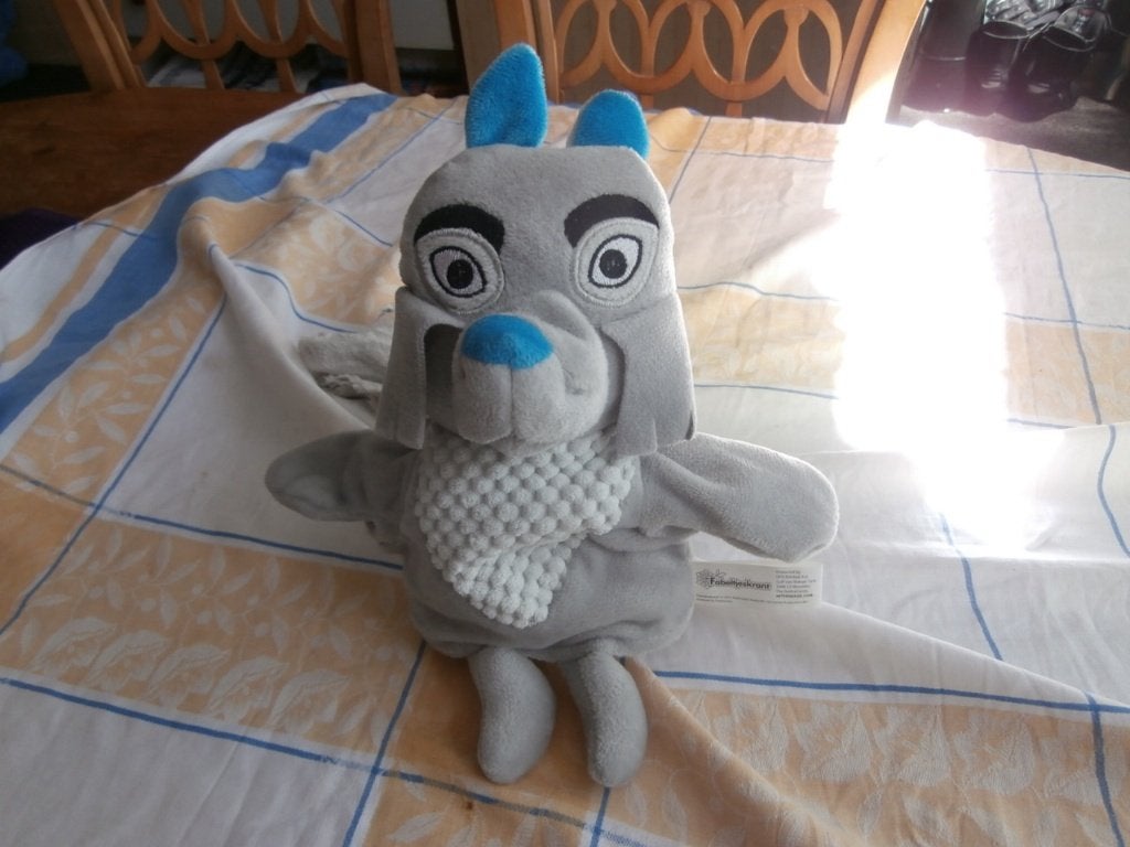 knuffel uil Fabeltjeskrant Meneer de Uil handpop pop, Overige merken, Overige typen, Grijs, Ophalen of Verzenden