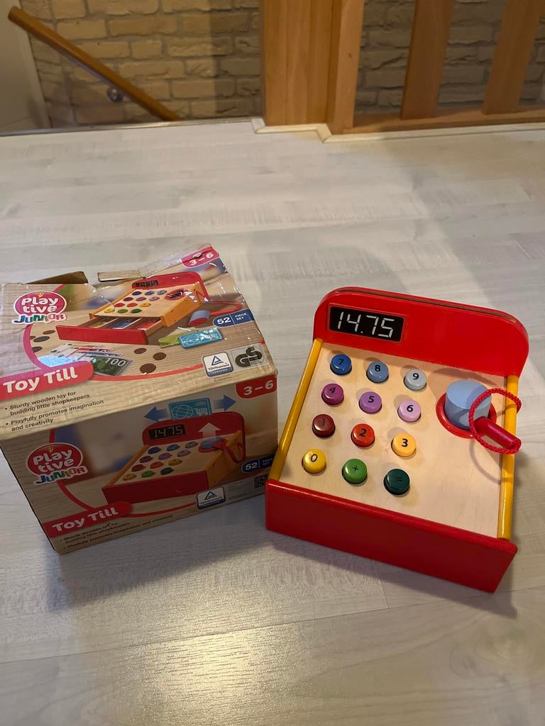 Houten kassa speelgoed, Ophalen of Verzenden, Gebruikt, Jongen of Meisje