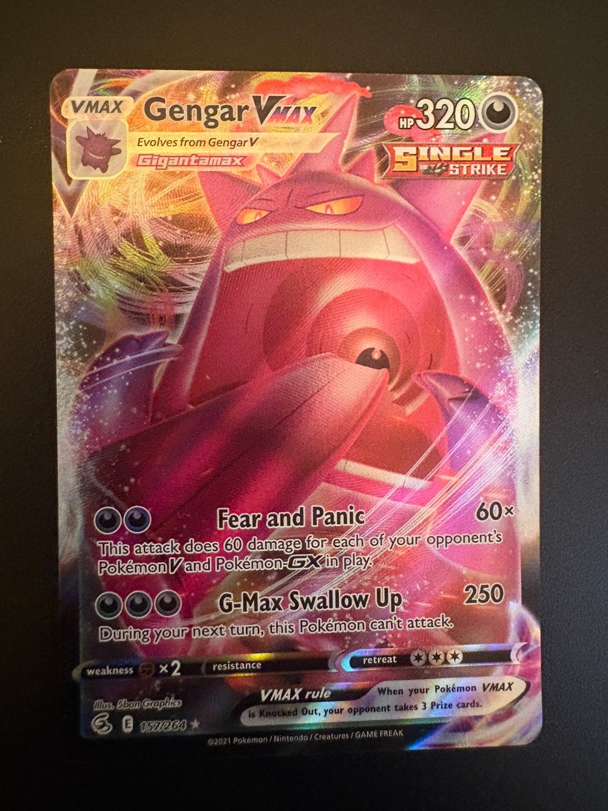 Gengar VMAX #157 Pokemon Fusion Strike NM, Verzenden, Zo goed als nieuw