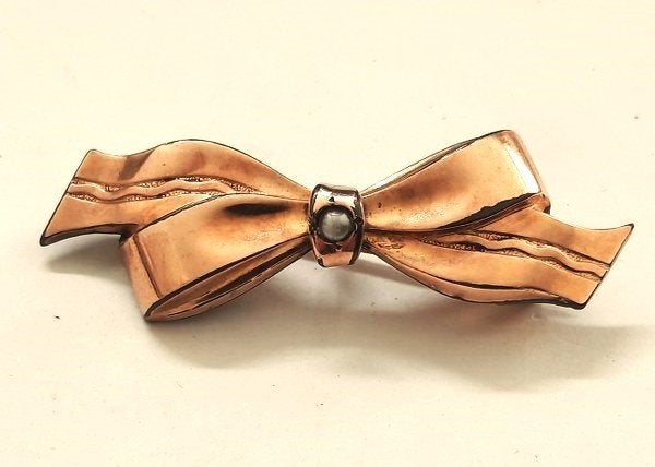Antieke zilveren Strik broche, hanger Simons Bros SB, Sieraden, Tassen en Uiterlijk, Antieke sieraden, Ophalen, Zilver, Broche