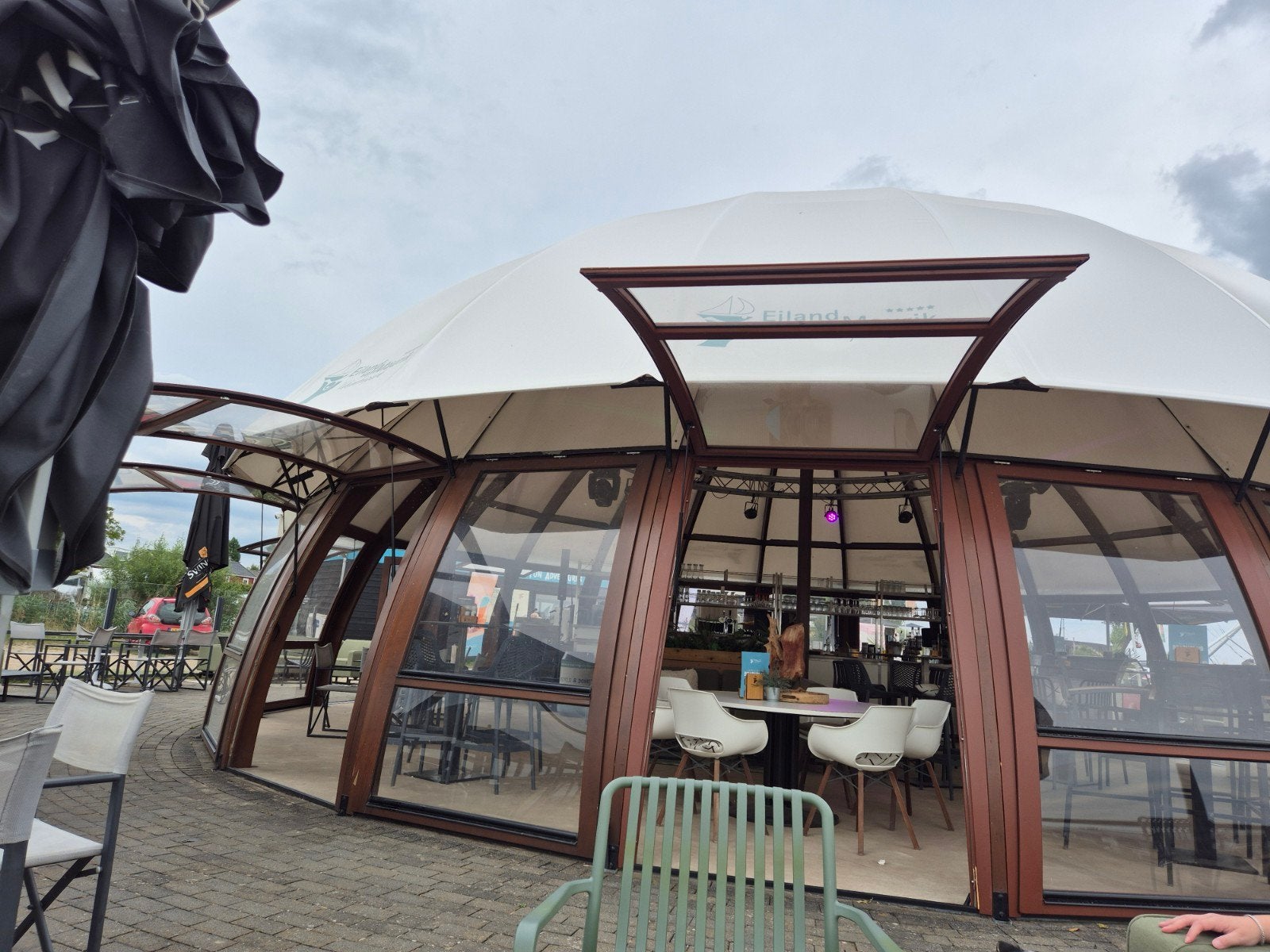 Strandpaveljoen demontabel 15 m rond, Ophalen, Gebruikt, Schuur