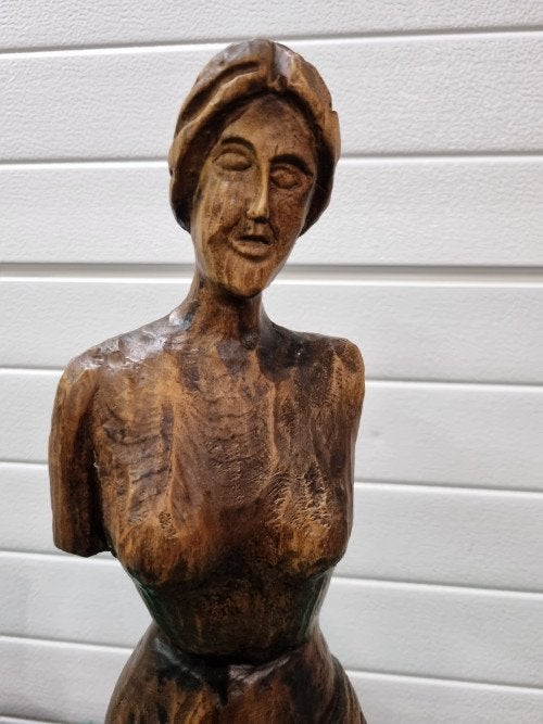 houten beeld van dame houtsnijwerk, Ophalen of Verzenden
