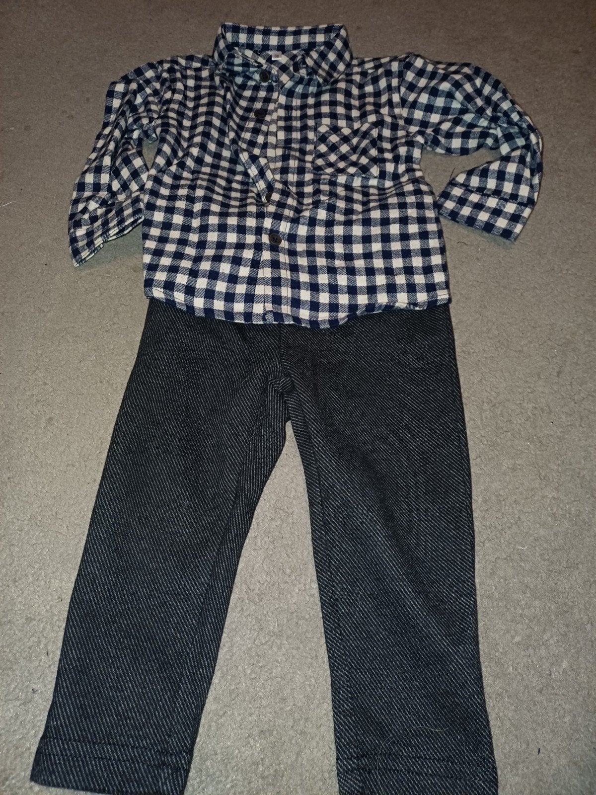 Leuk setje: geruit overhemd, donkere broek en gilet, Zeeman, Gebruikt, Ophalen of Verzenden, Setje