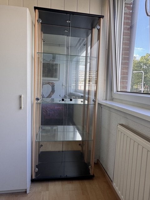 2 deurs vitrine vitrinekast verlichting glas legplanken, Ophalen, 50 tot 100 cm, Glas, 150 tot 200 cm