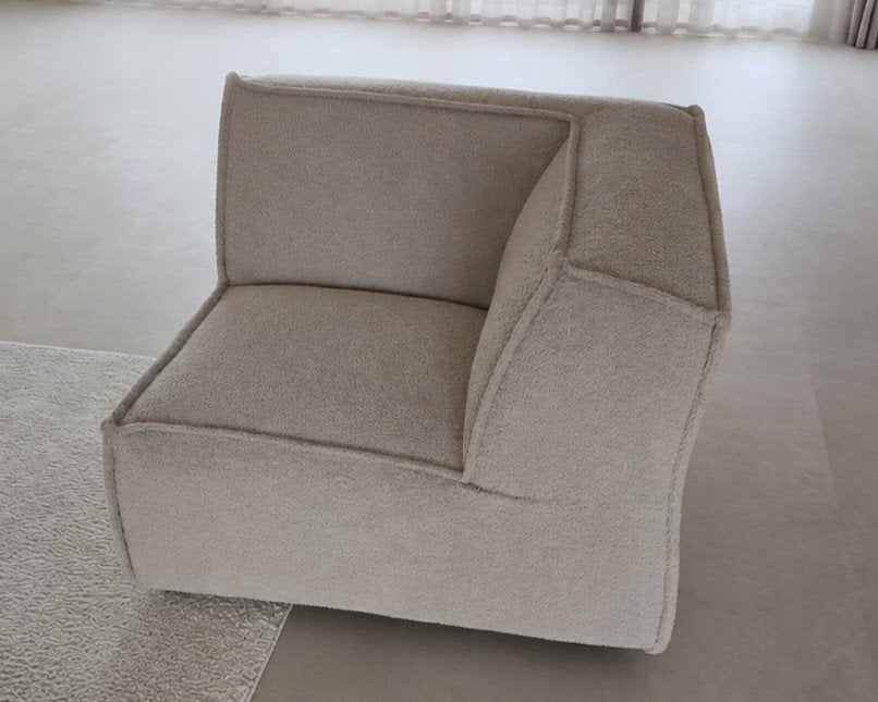 Umix brooklyn hoek crèmekleurige bouclé Stof, Eenpersoons, Verzenden, Modern, Scandinavisch, Minimalistisch, Hoekbank