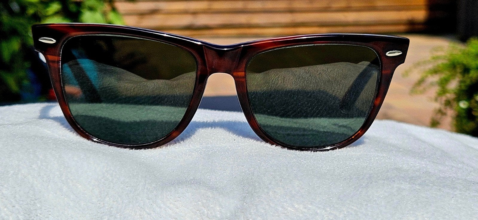 Zeer mooie Vintage Ray-Ban Wayfarer II zonnebril - B&L USA, Zonnebril, Bruin, Ophalen of Verzenden, Zo goed als nieuw