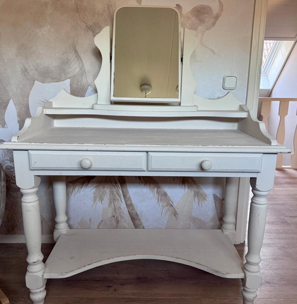 GRATIS AF TE HALEN! Prachtige kaptafel in Antique White, Ophalen, Gebruikt, 50 tot 100 cm, Minder dan 100 cm